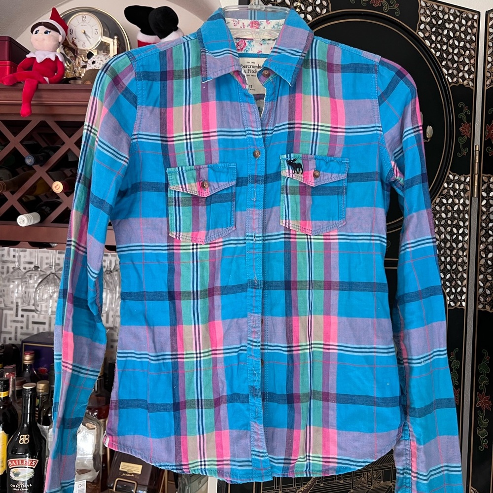 A&F abercrombie&fitch Plaid Button Front Shirt